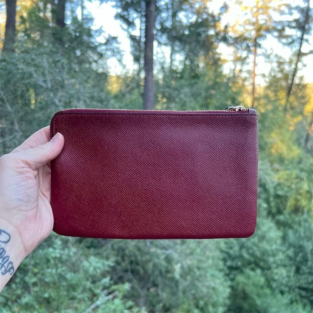 COACH Large Leather Corner Zip Phone Wallet Wristlet Clutch NWT